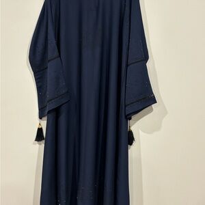 Elegant Navy Blue Kaftan with Tassel Details